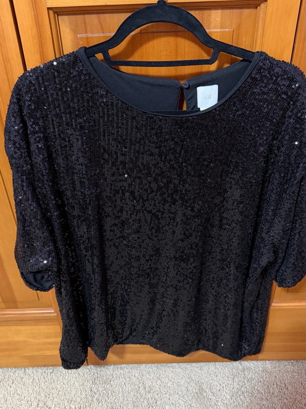 Black Sequin Blouse
